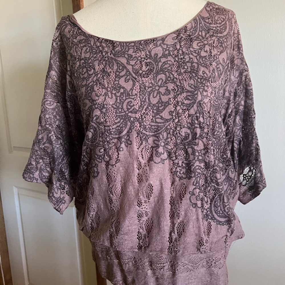 Purple Embellished Bell Sleeve Blouse